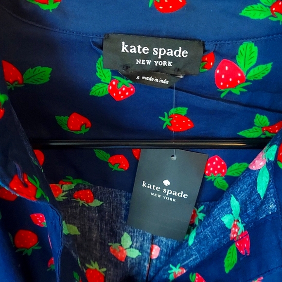 Kate Spade Tossed Strawberries Shirtdress - Picture 2 of 6